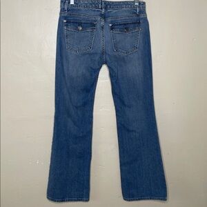 BANANA REPUBLIC Factory Bootcut Mid Rise Button Flap Grunge Blue Jeans 28